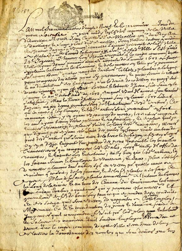 Aménagements de la promenade du Gravier à Aurillac (1689)