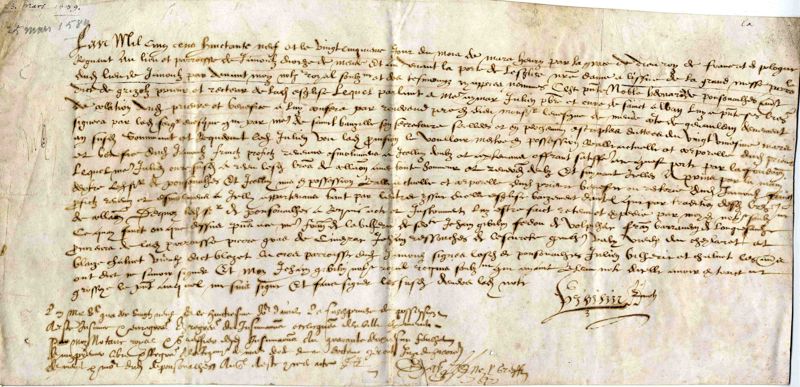 Prise de possession du prieuré de Saint-Gervais de Javols par Bernard de Ponsonailles (1589)