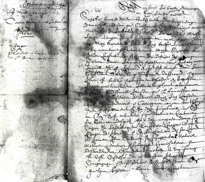 Plainte présentée par Antoinette de Tournemire, femme de Guy de Laroque sieur de la Moissetie, exposant les mauvais traitements subis de son mari (1620)