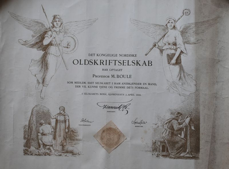 Diplôme de membre étranger de la société royale d’études nordiques (Danemark)