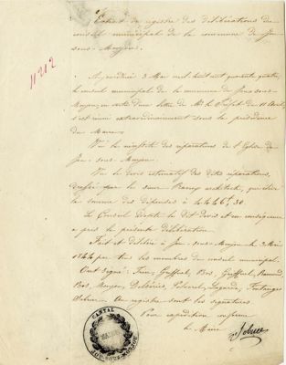 Adoption par le conseil municipal du devis de l'architecte Raoux (1844)