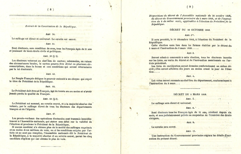 Extraits des instructions concernant l’organisation et le déroulement du scrutin (cote ADC 2 M 1)