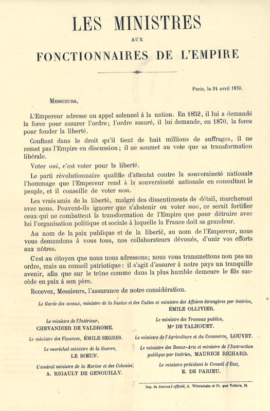 Des consignes officielles de vote (cote ADC 27 J 184)