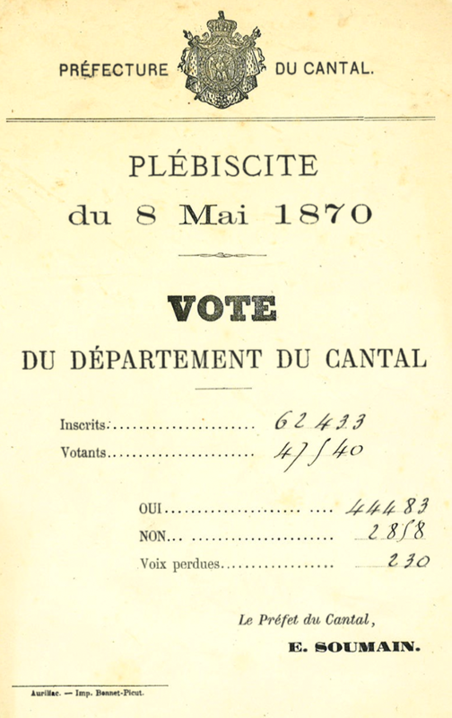 Le résultat du scrutin dans le Cantal (cote ADC 2 M 2)