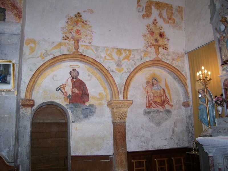 Eglise de Saint-Cirgues-de-Malbert : peintures murales du mur nord du chœur