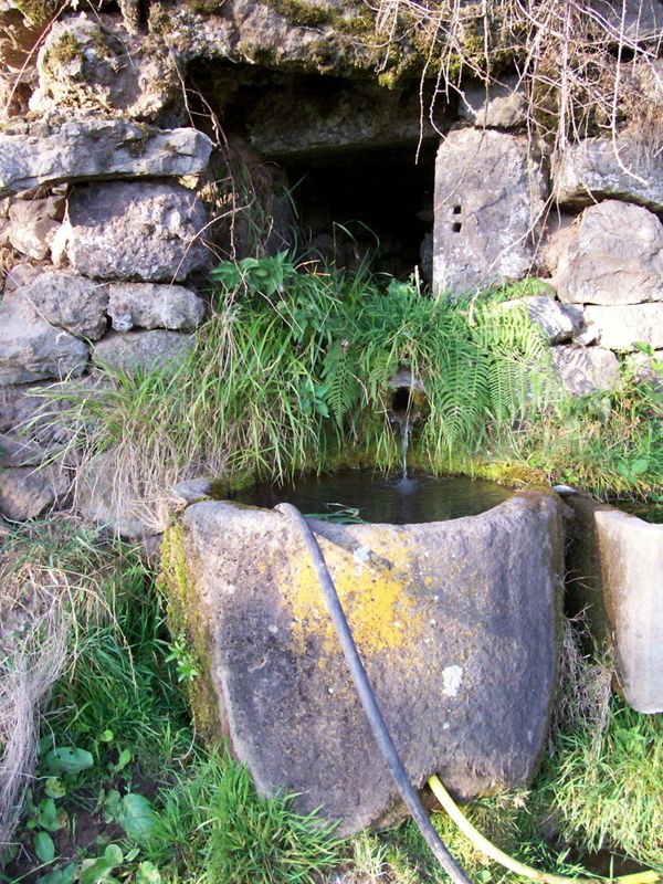 Fontaine avec vasque monolithe. - Cros (Saint-Cernin)