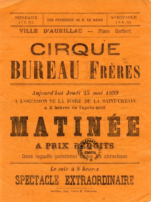 Prospectus pour le cirque Bureau