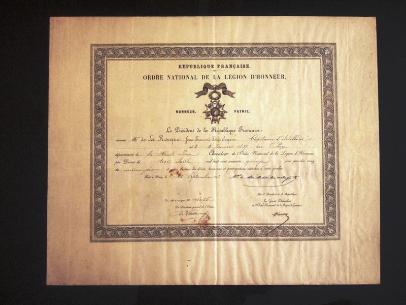 Diplôme de la Légion d’honneur