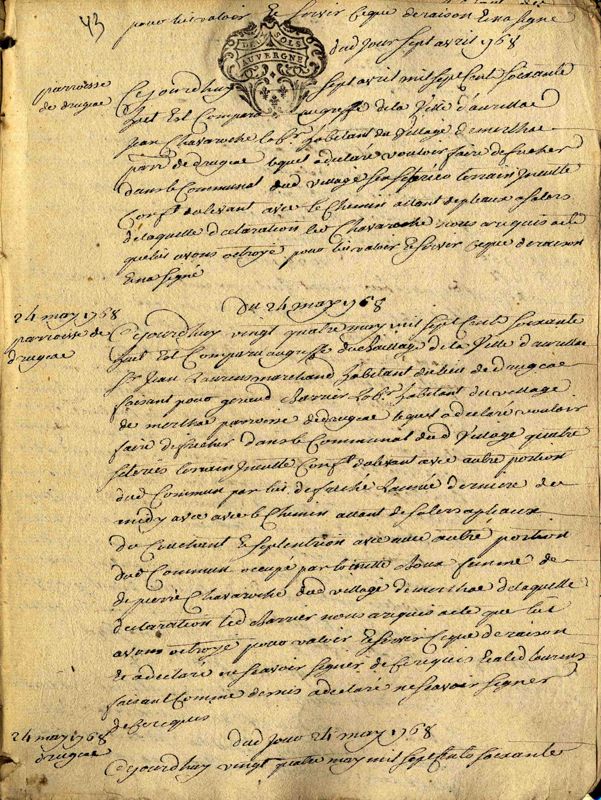 Registre de déclaration de défrichements