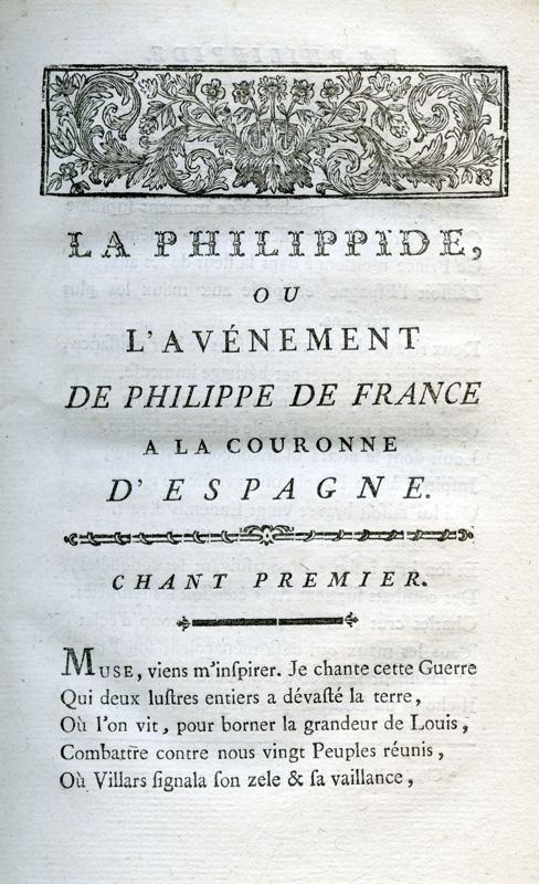 La Philippide ou l’avènement de Philippe de France à la couronne d’Espagne. Poème en XV chants, par M. de Vixouze.