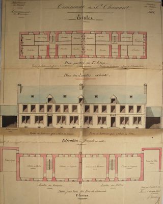 Plan de l'école de Saint-Chamant (1886) - AD015_2O176/2-1