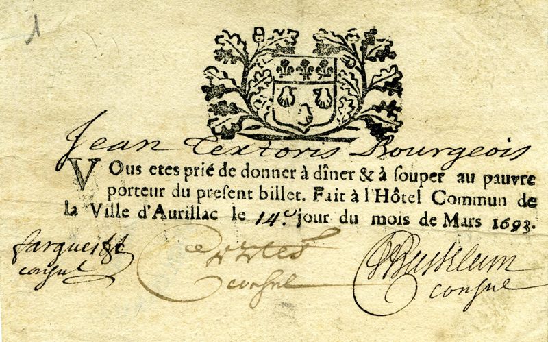 Bon de soupe sous le règne du Roi-Soleil