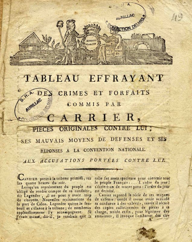Tableau des crimes commis par Carrier