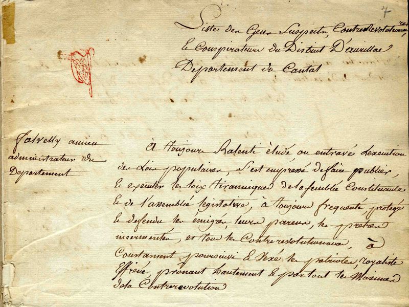Liste des contre-révolutionnaire du district d'Aurillac