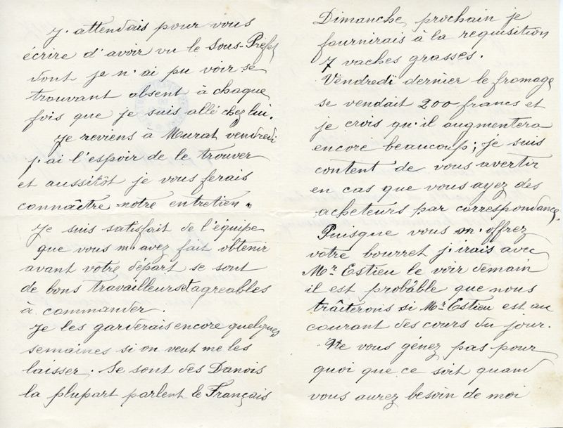Lettres d’un cultivateur au maire de la commune de Dienne