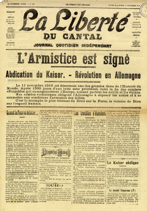 La une de La Liberté du Cantal