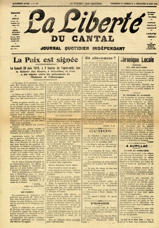 La signature du traité de Versailles