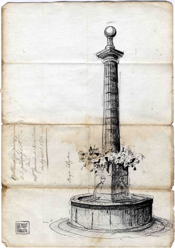 Fontaine sur la place du Gravier, Chaudes-Aigues