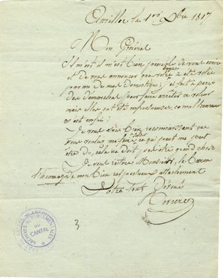Lettre de Pierre Julien Rivière