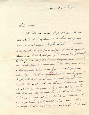 Lettre de Marcel Aymé