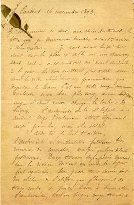 Lettre du comte de Dienne à sa femme