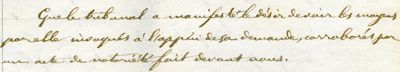 Extrait de l'acte de notoriété
