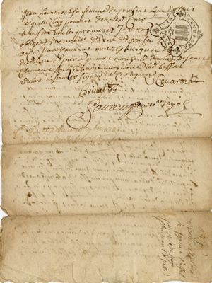 Obligation de Bonnet Delbex : verso (1738)
