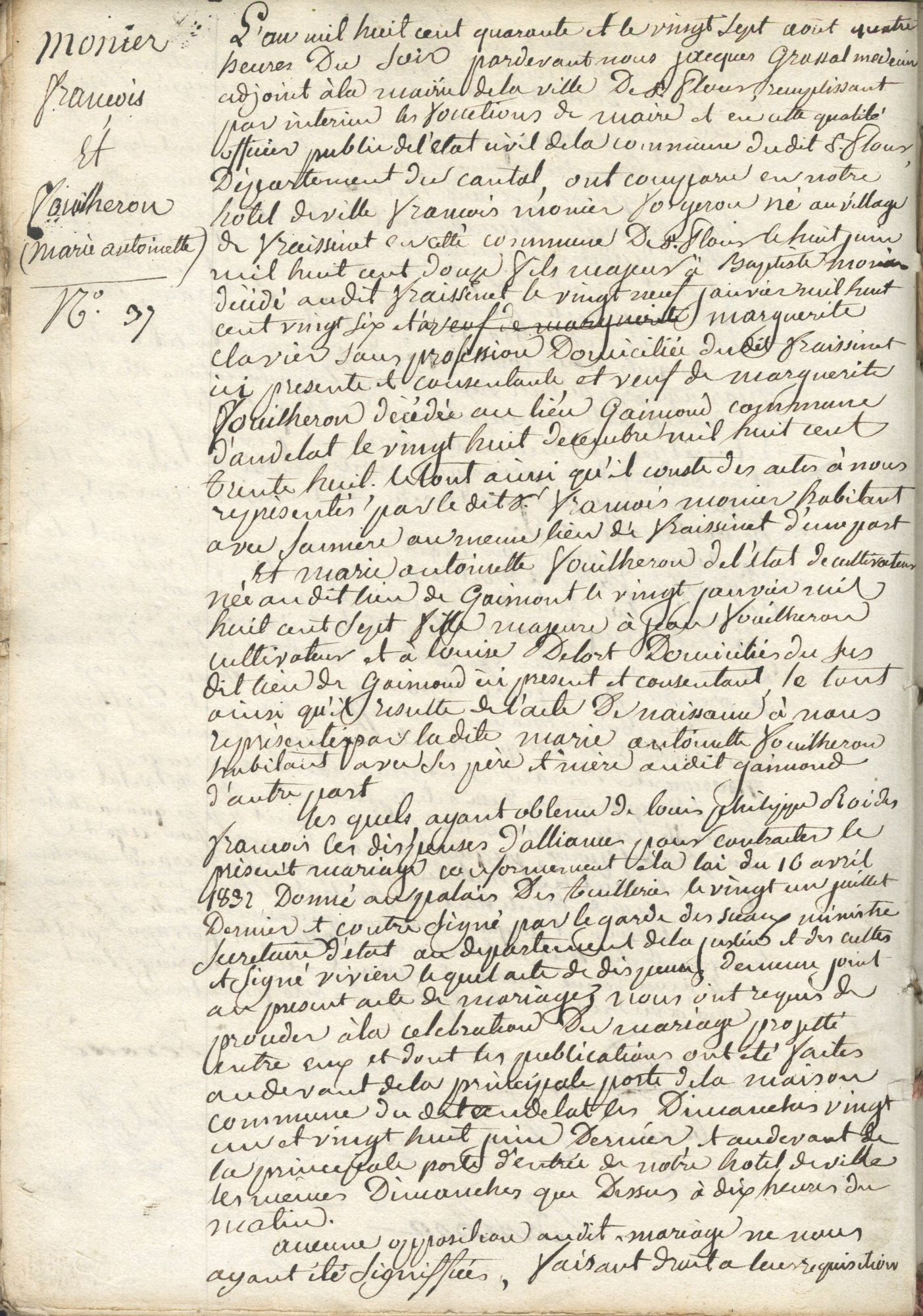 Acte de mariage du 27 août 1848