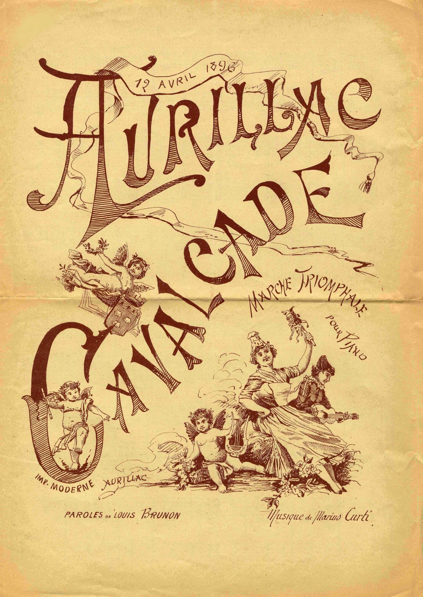"Aurillac cavalcade" - Marche triomphale pour piano. Musique de Marius Curti (12 avril 1896) - AD015_27J235/104