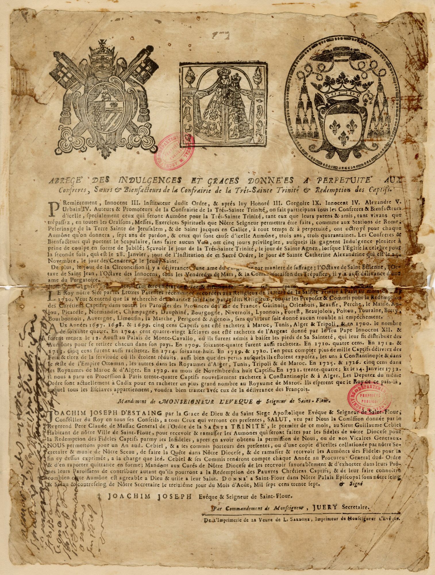 Mandement de l'évêque de Saint-Flour (1737)