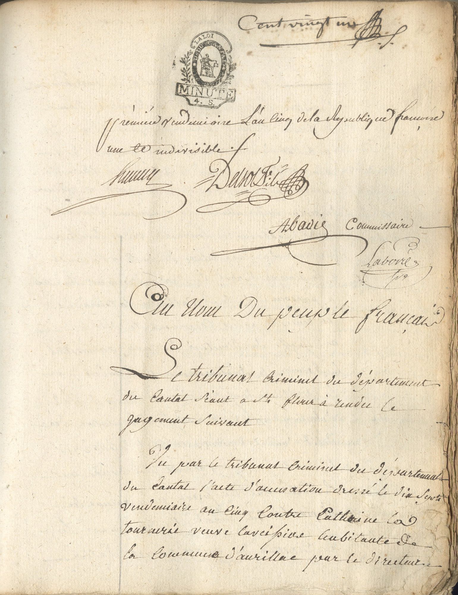 Jugement du tribunal criminel (L 1982)