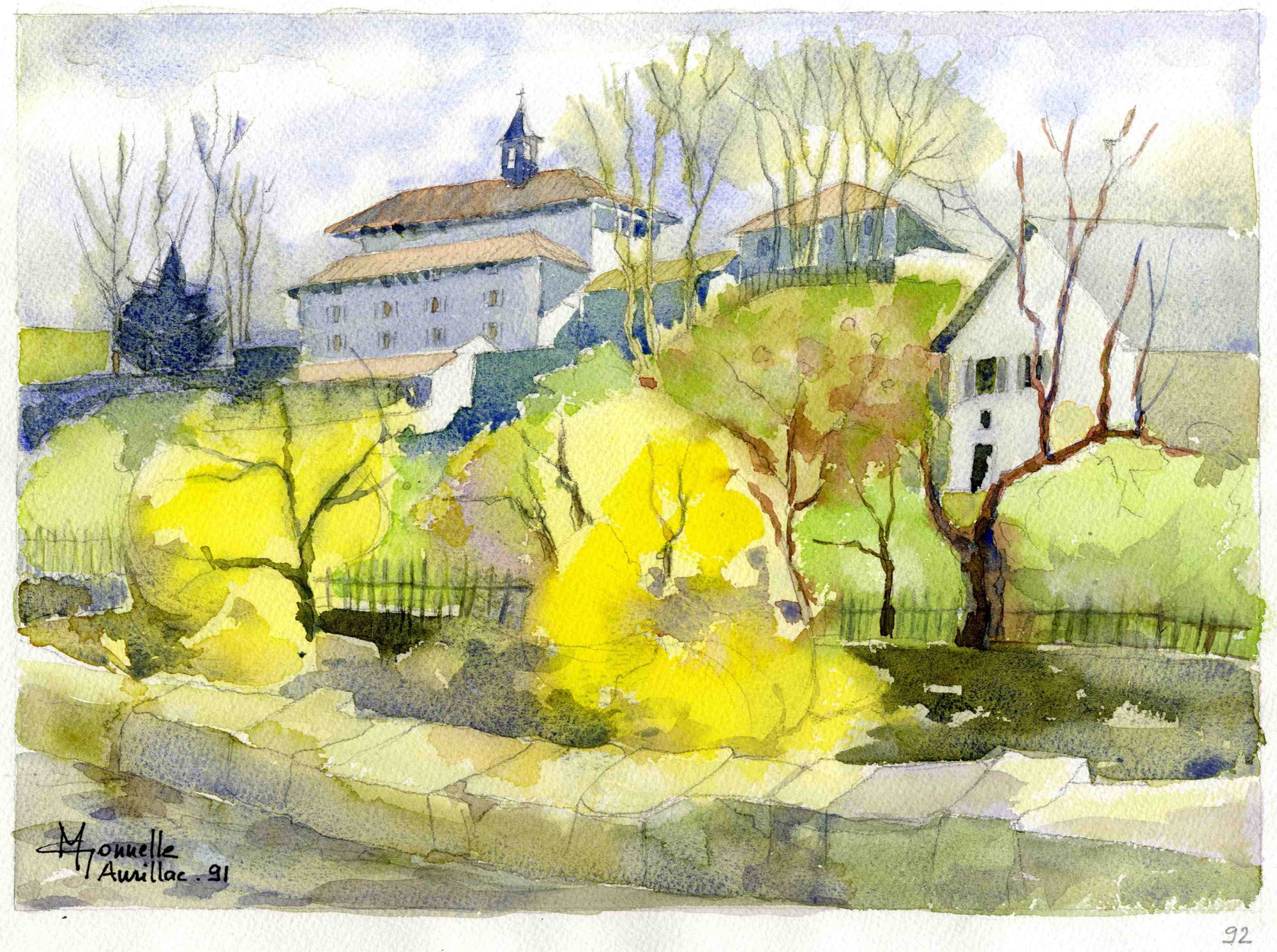 Le volcan, la Jordanne et la Cère : aquarelles de Monique Gonnelle