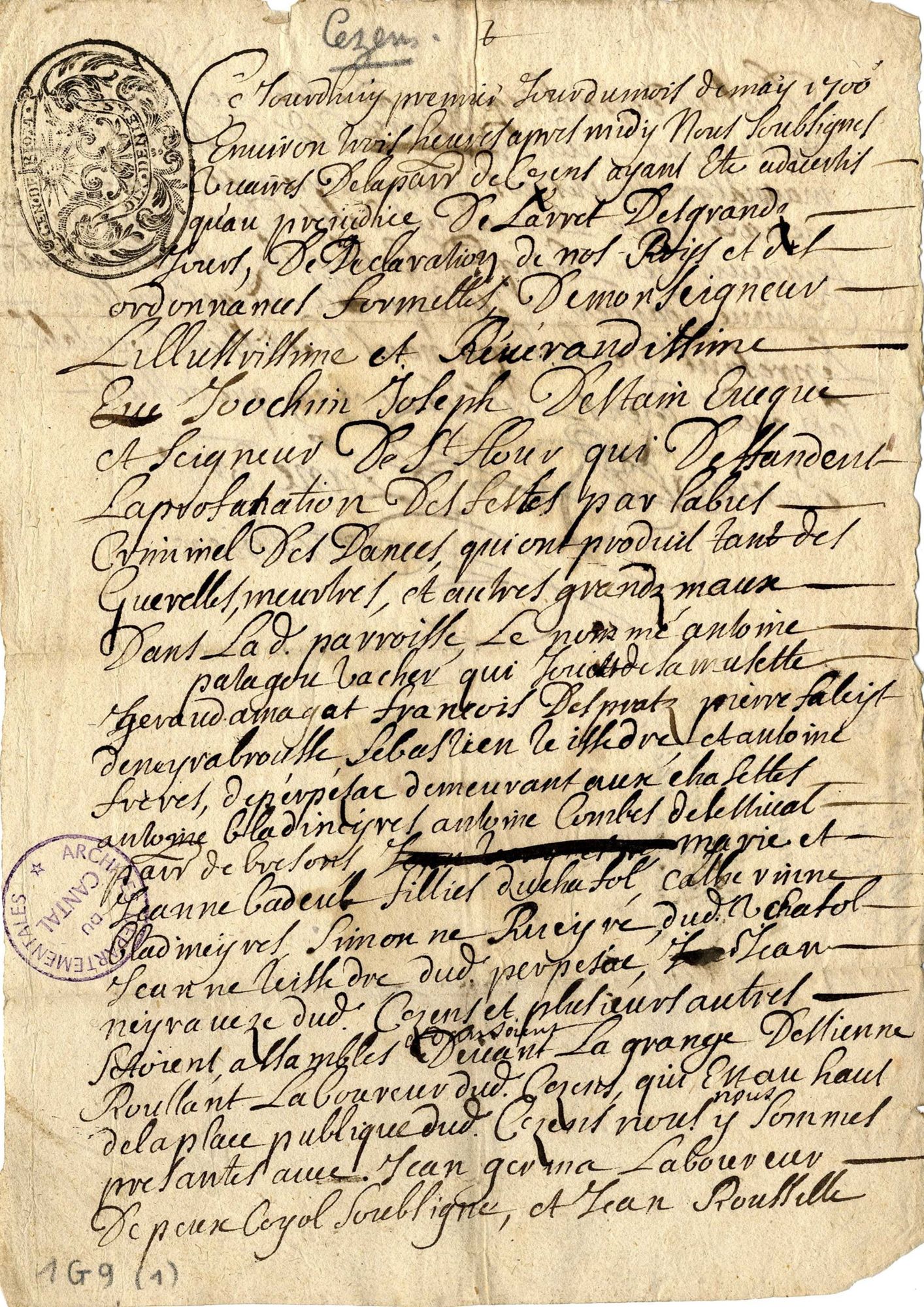 Un procès-verbal pour « abus criminel des dances » à Cézens 1er mai 1700